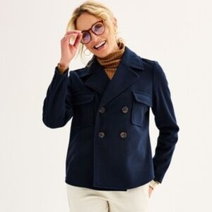 Women's BAGTELLE COLLECTION Navy Double-Breasted Jacket Coat Large